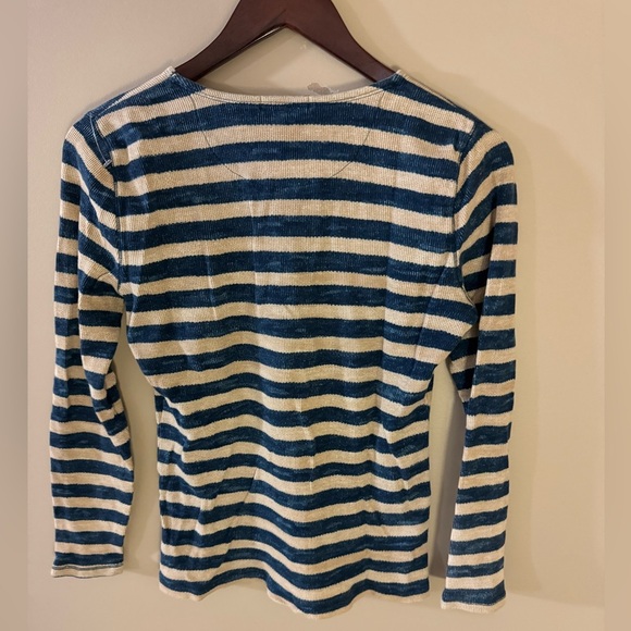 Ralph Lauren stripes navy beige with tie long sleeves top - Picture 4 of 10